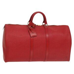 LOUIS VUITTON Epi Keepall 55 Boston Bag Red M42957 LV Auth 132721